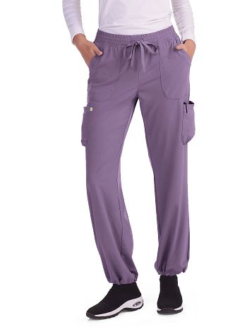 Dunia Women's 6 - Pocket Scrub PantPlanet koi773-DUSTYGRAPE-XS