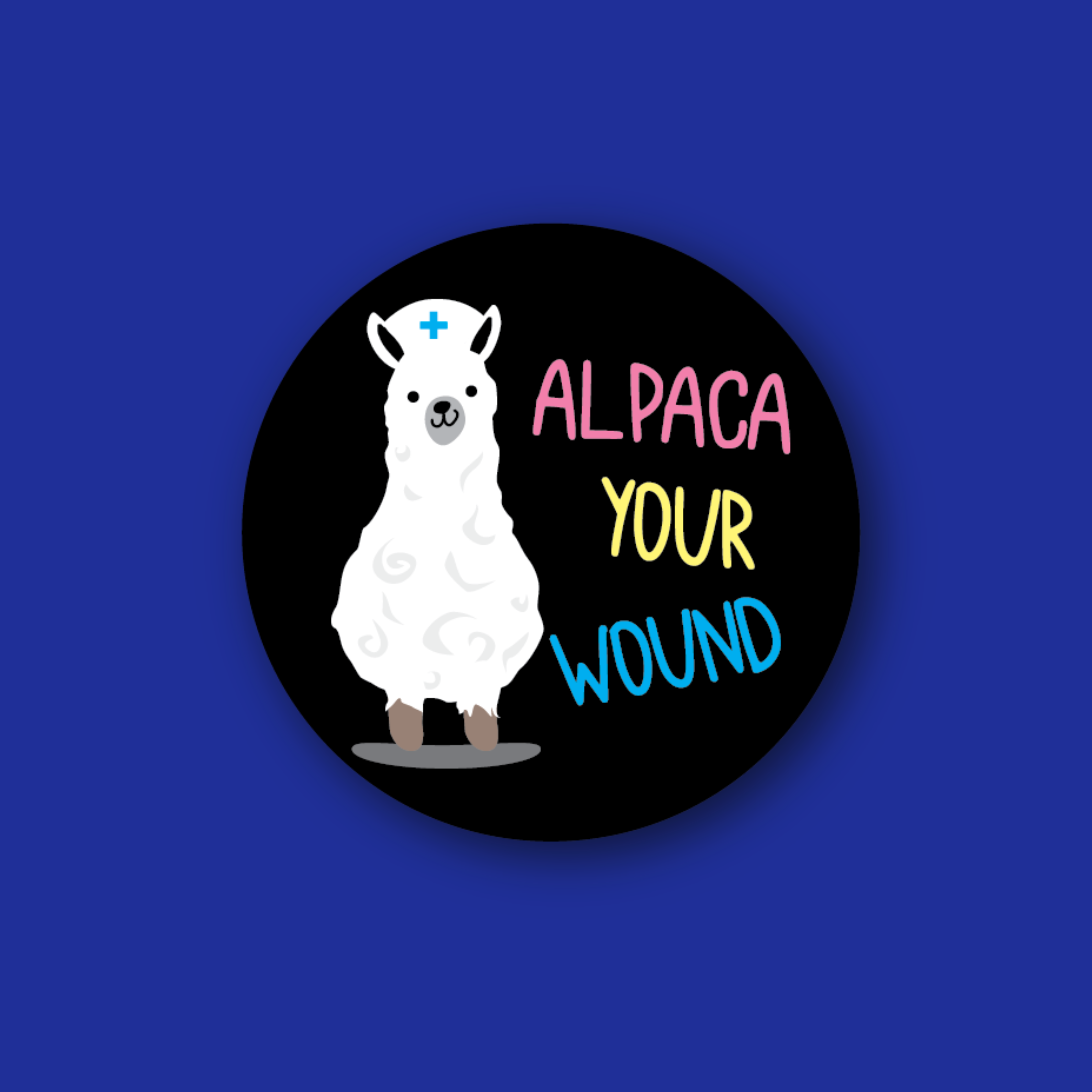 Interchangeable Badge Topper: Alpaca Your Wound