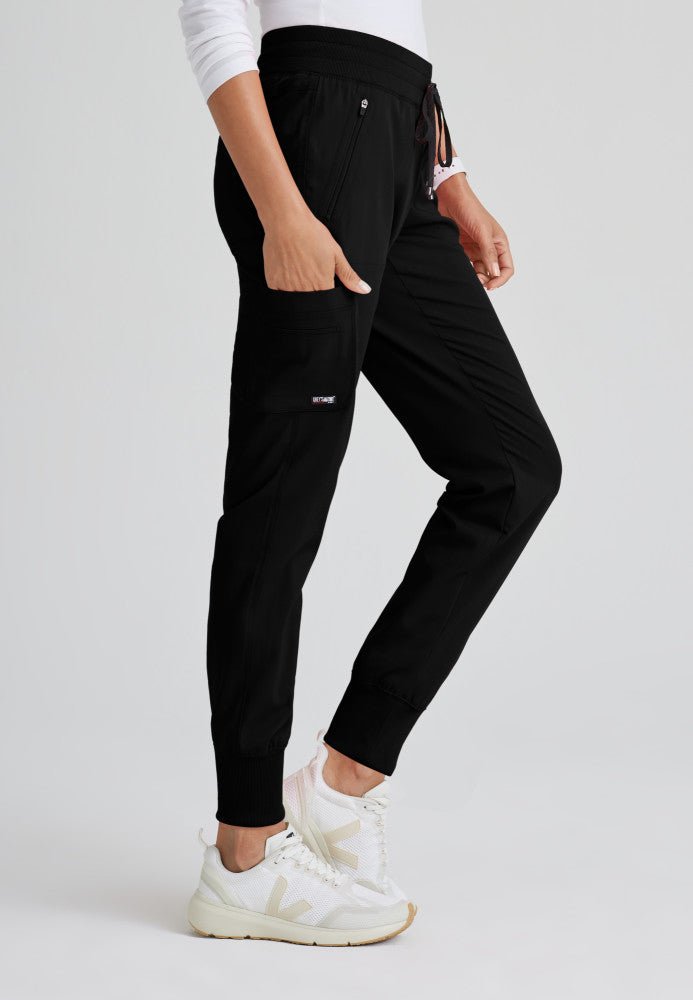 Eden Mid - Rise Jogger Scrub PantGrey's Anatomy Spandex StretchGRSP537-BLACK-XXS