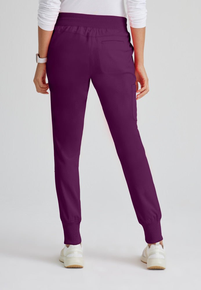 Eden Mid - Rise Jogger Scrub PantGrey's Anatomy Spandex StretchGRSP537-WINE-1