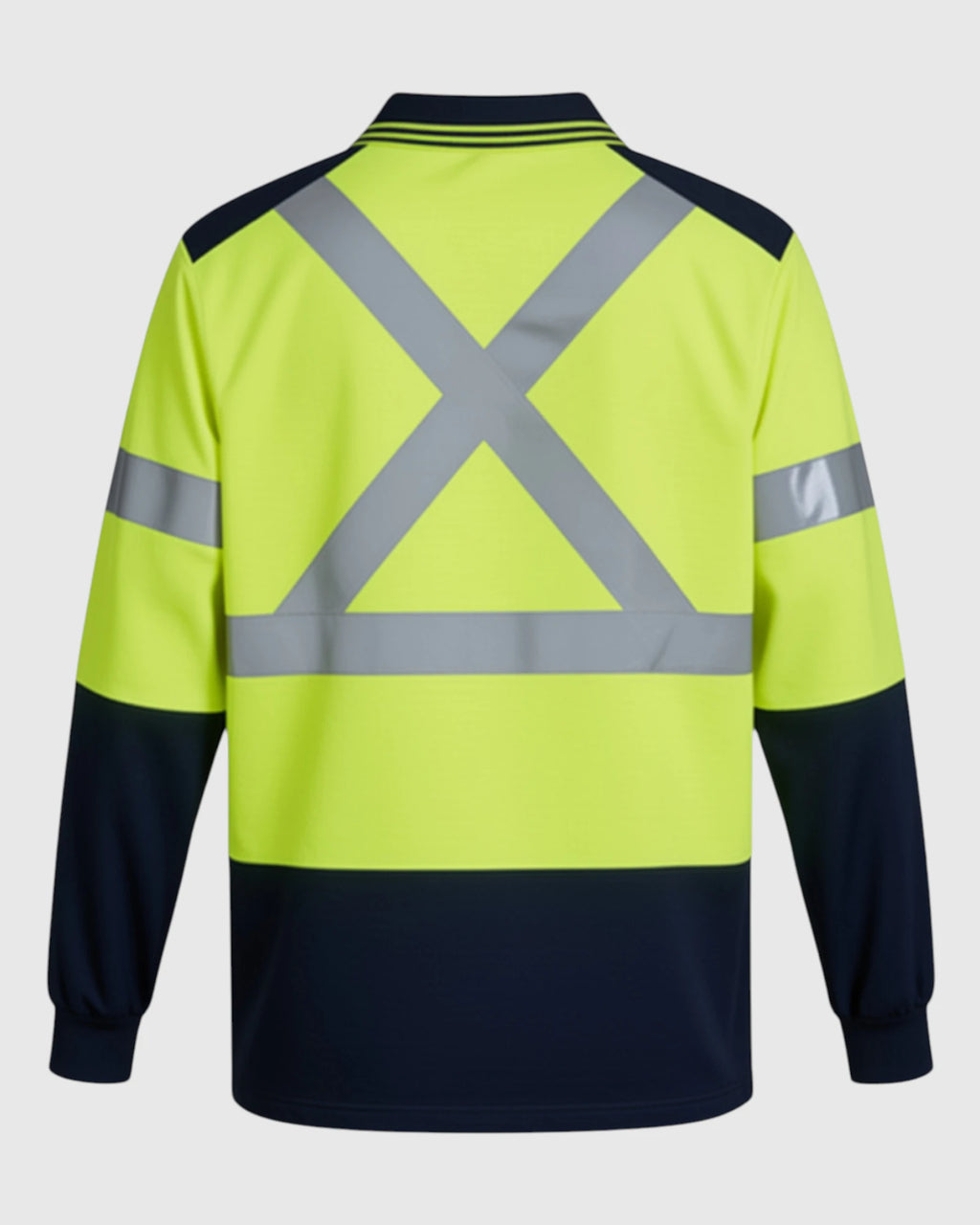 Back View of the OPUS EG108 EMS High-Vis Long Sleeve Safety Golf Shirt