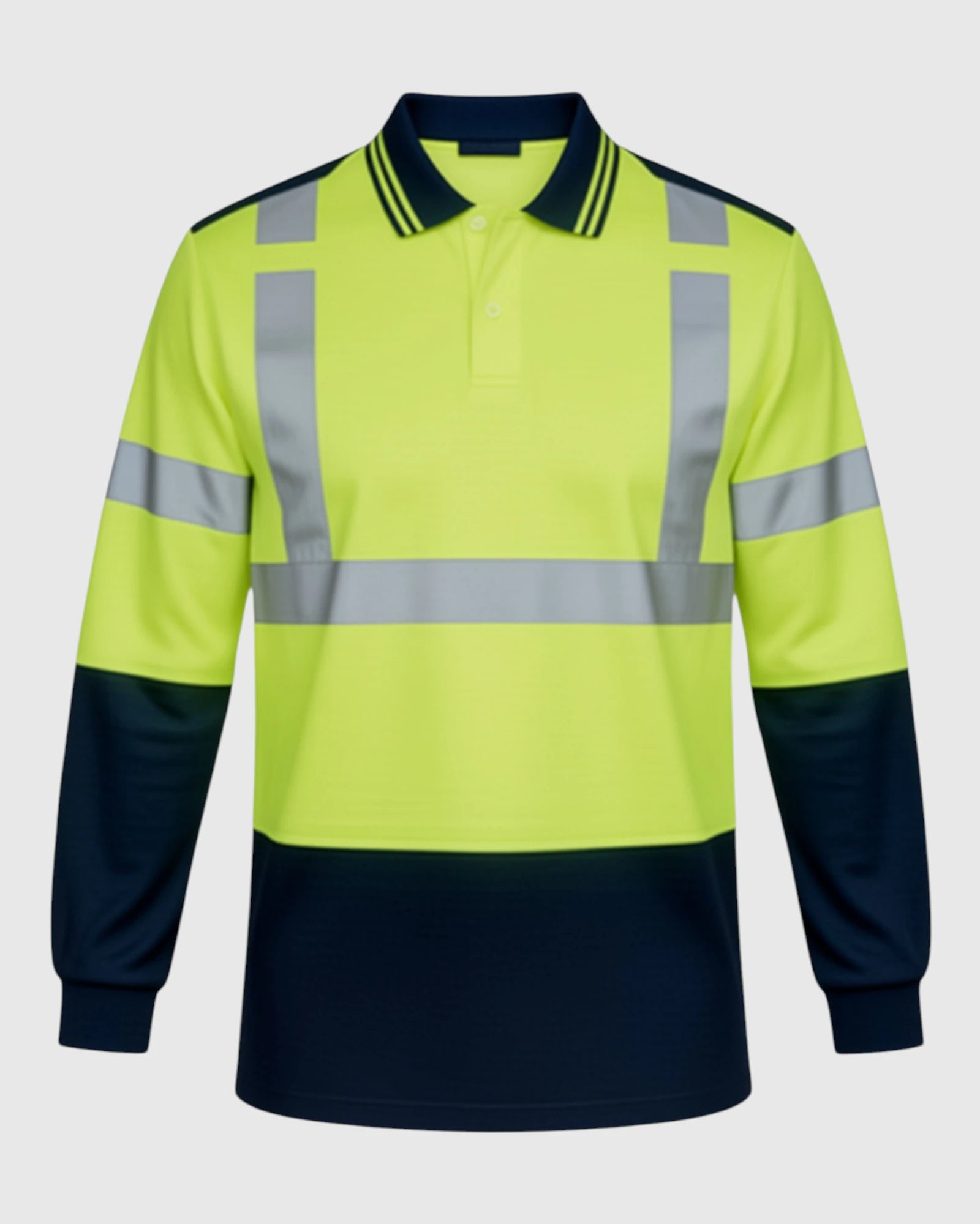 Front view OPUS EG108 EMS High-Vis Long Sleeve Safety Golf Shirt