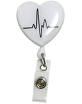 EKG Heart White – Retractable ID Badge HolderPrestige MedicalS13-EKW