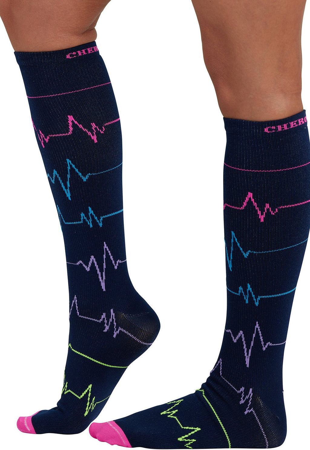 EKG ZigZag Compression SocksCherokee LegwearPRINTSUPPORT-EKGZZ-REG