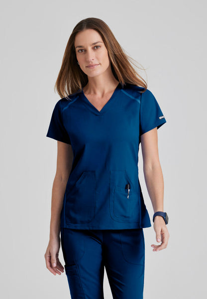 Grey's Anatomy Impact | Elevate 3-Pocket V-Neck Scrub Top Women's Scrub Top Grey's Anatomy Impact Indigo XXS 