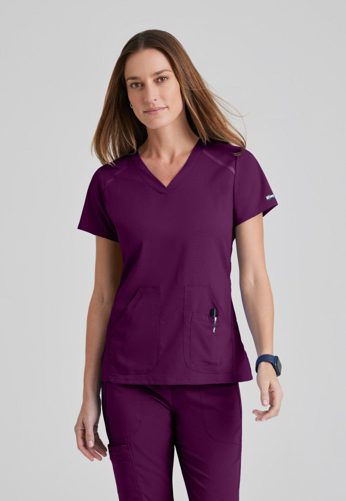 Elevate 3-Pocket V-Neck Scrub Top Women's Scrub Top Grey's Anatomy Impact Wine XXS