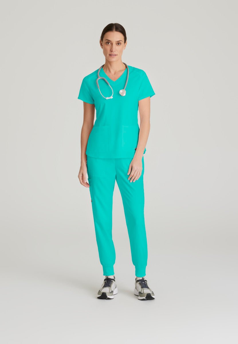 Emma 4 - Pocket Scrub TopGrey's Anatomy Spandex StretchGRST011-ALPINEAQUA-XXS