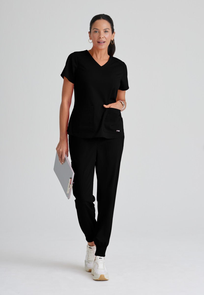 Emma 4 - Pocket Scrub TopGrey's Anatomy Spandex StretchGRST011-BLACK-XXS