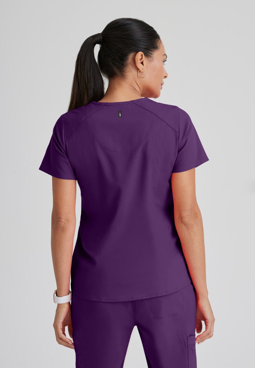 Emma 4 - Pocket Scrub TopGrey's Anatomy Spandex StretchGRST011-EGGPLANT-XXS