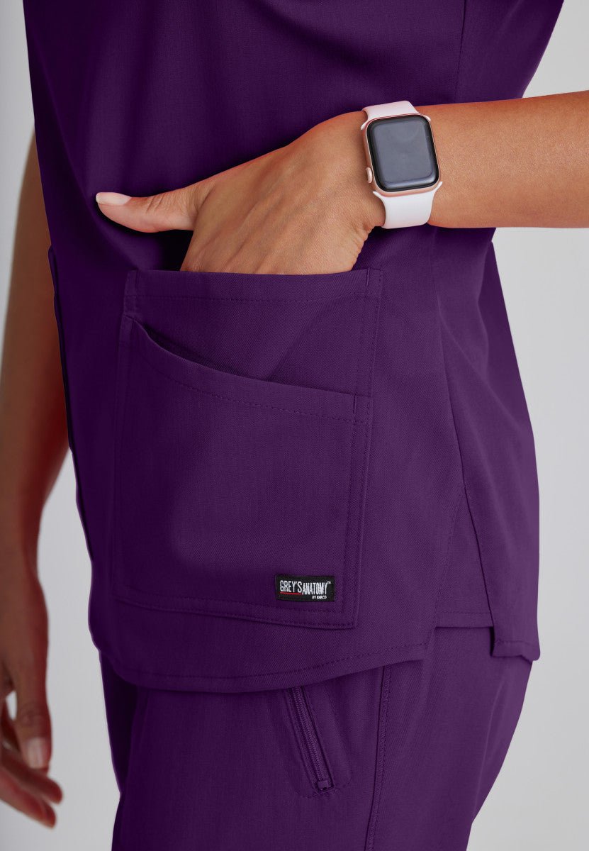 Emma 4 - Pocket Scrub TopGrey's Anatomy Spandex StretchGRST011-EGGPLANT-XXS