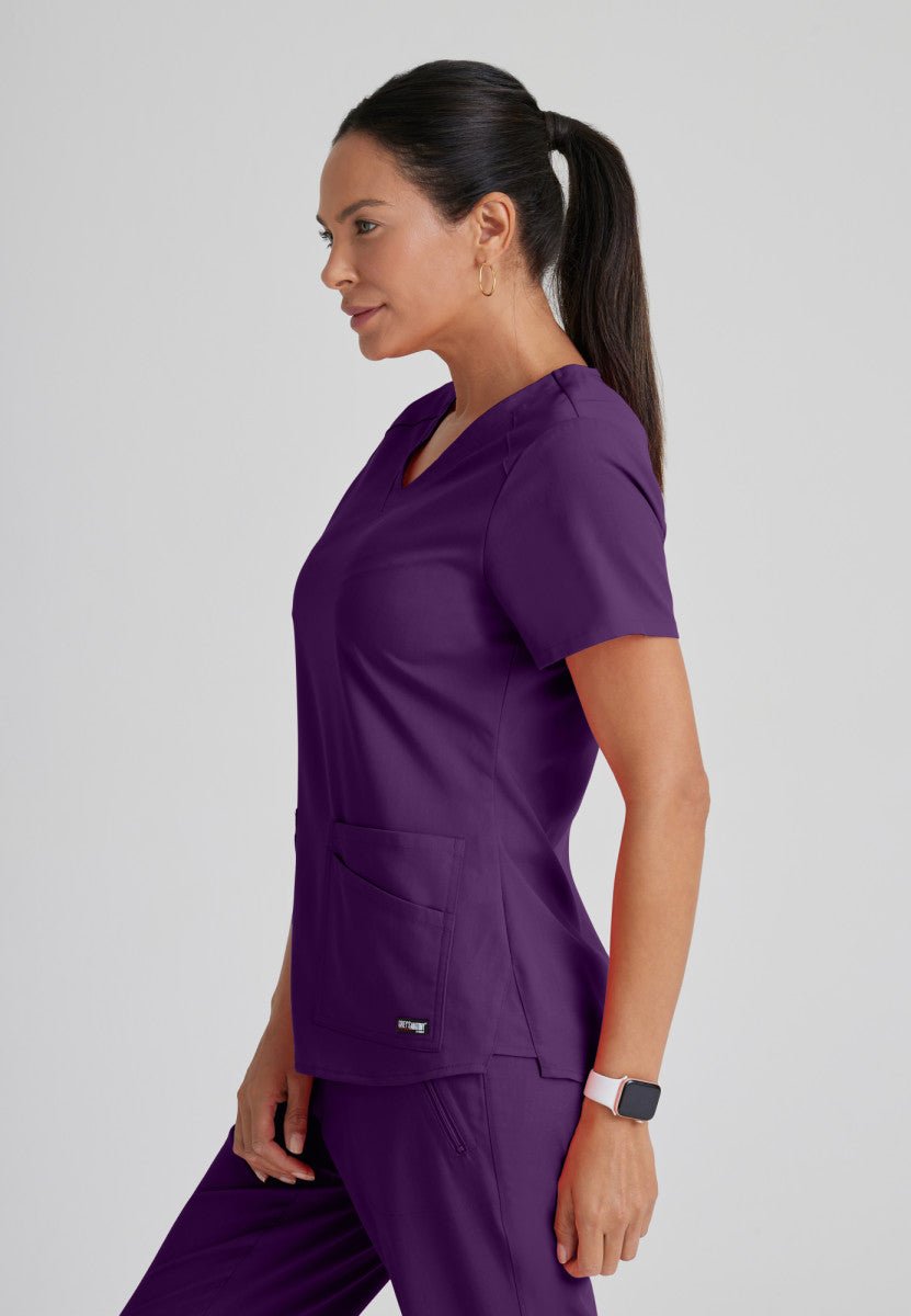 Emma 4 - Pocket Scrub TopGrey's Anatomy Spandex StretchGRST011-EGGPLANT-XXS