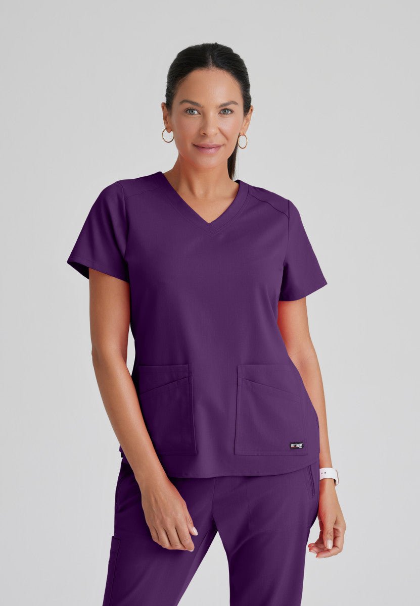 Emma 4 - Pocket Scrub TopGrey's Anatomy Spandex StretchGRST011-EGGPLANT-XXS
