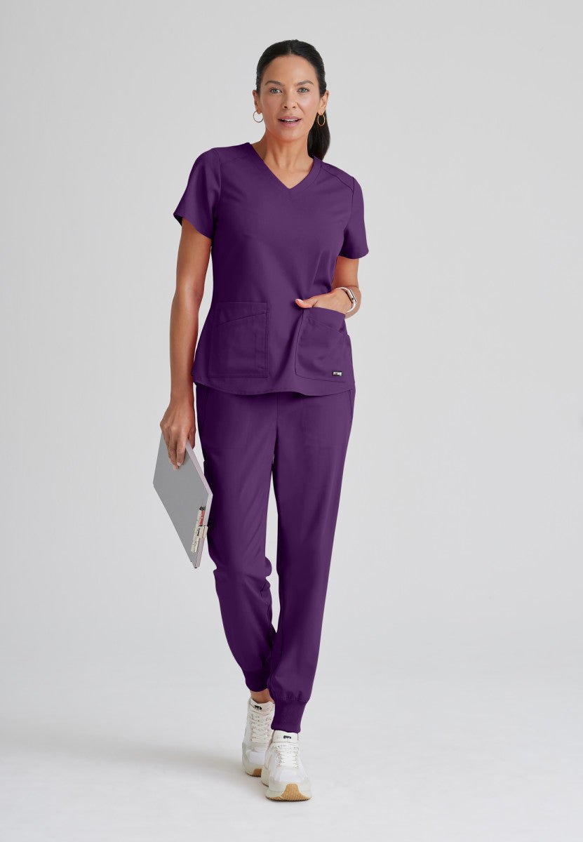 Emma 4 - Pocket Scrub TopGrey's Anatomy Spandex StretchGRST011-EGGPLANT-XXS