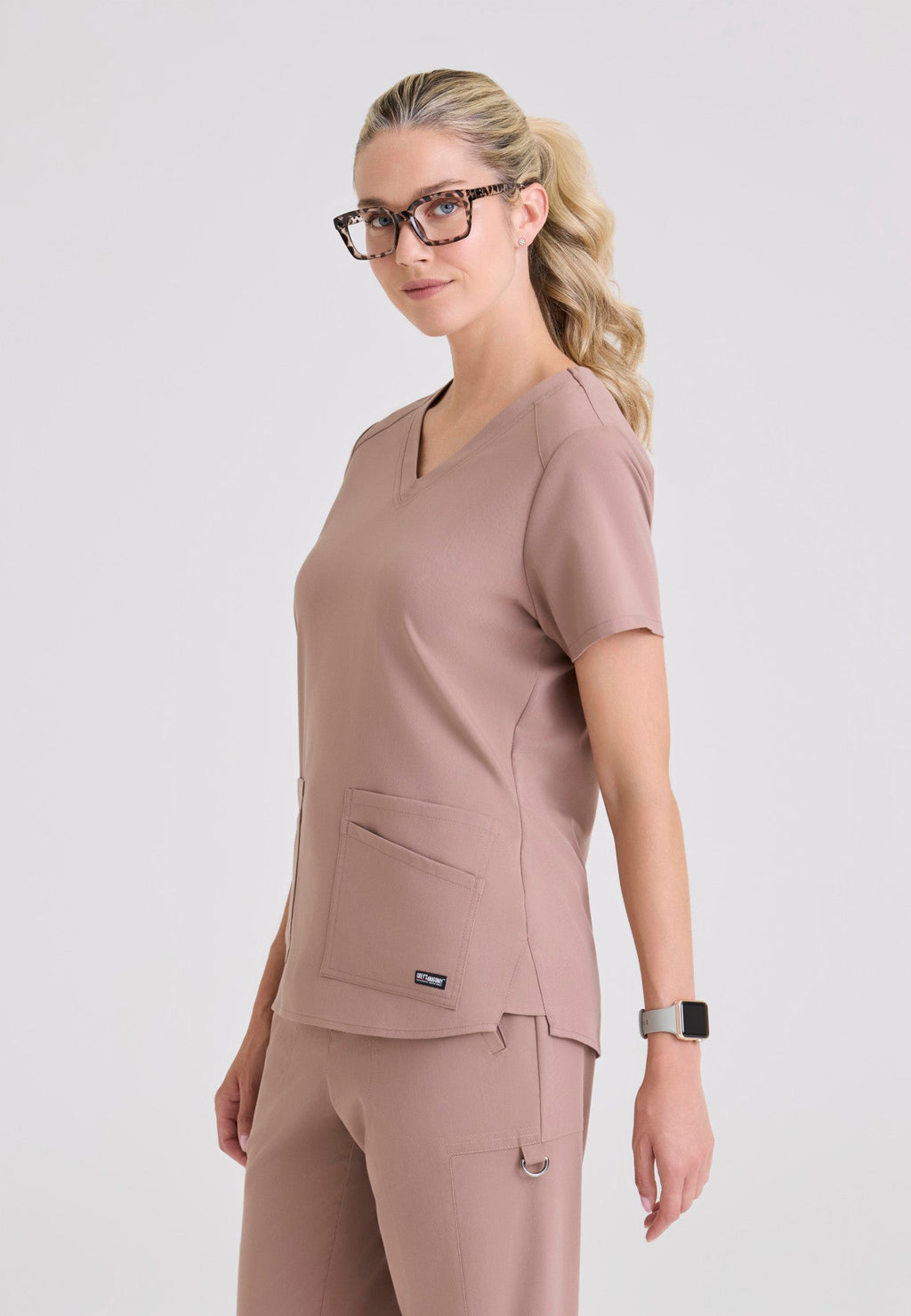 Emma 4 - Pocket Scrub TopGrey's Anatomy Spandex StretchGRST011-MOCHA-XXS