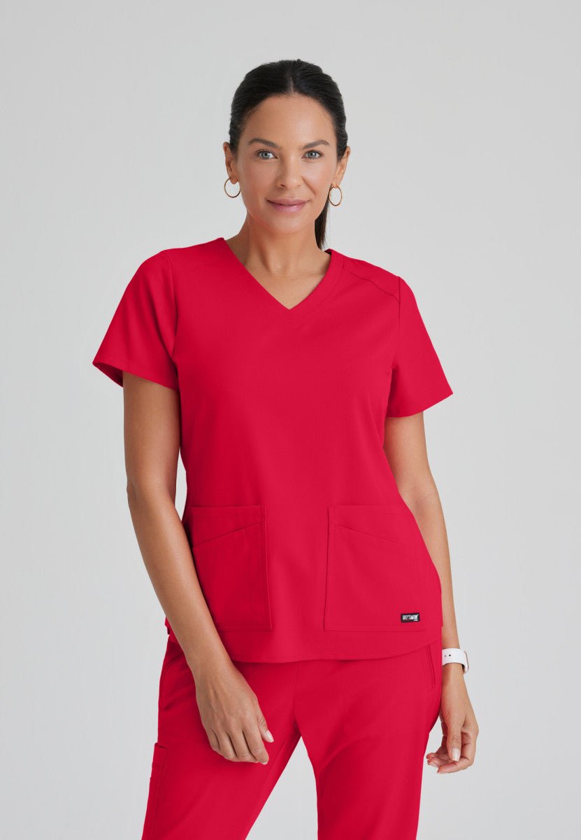 Emma 4 - Pocket Scrub TopGrey's Anatomy Spandex StretchGRST011-RED-XXS