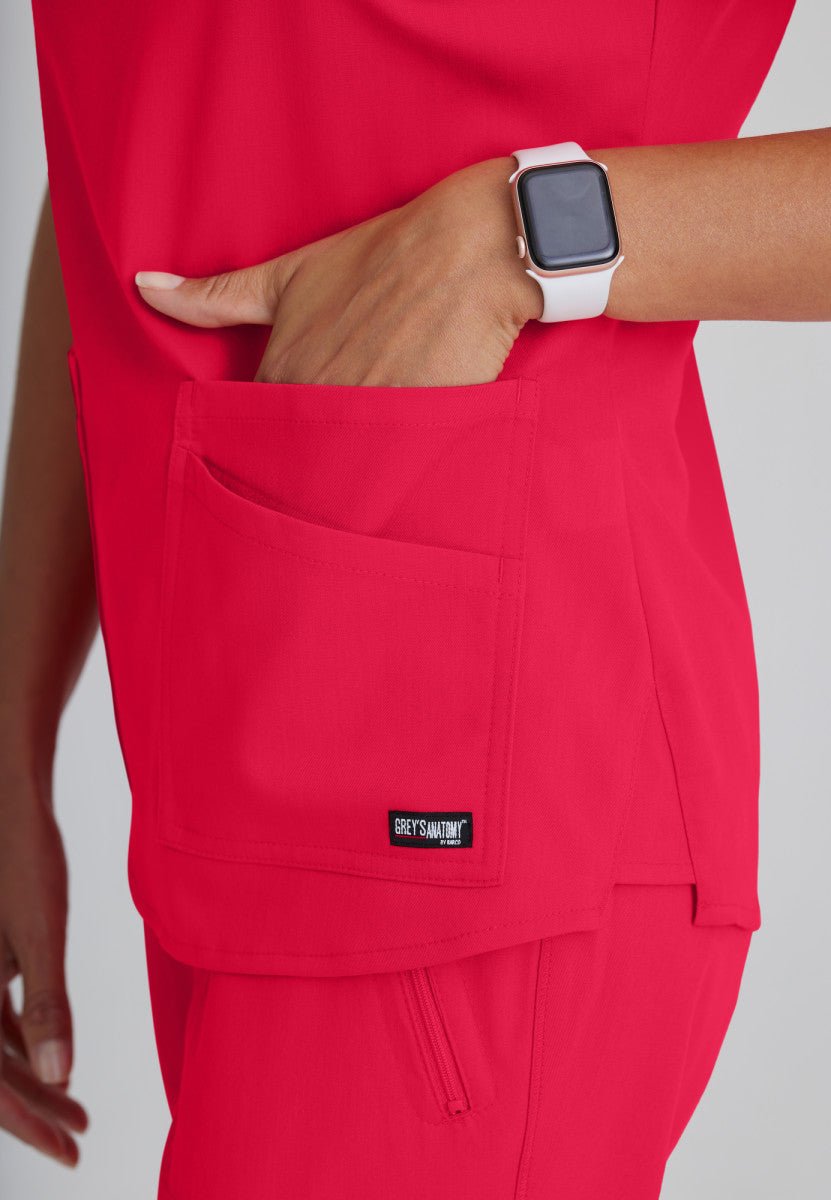 Emma 4 - Pocket Scrub TopGrey's Anatomy Spandex StretchGRST011-RED-XXS