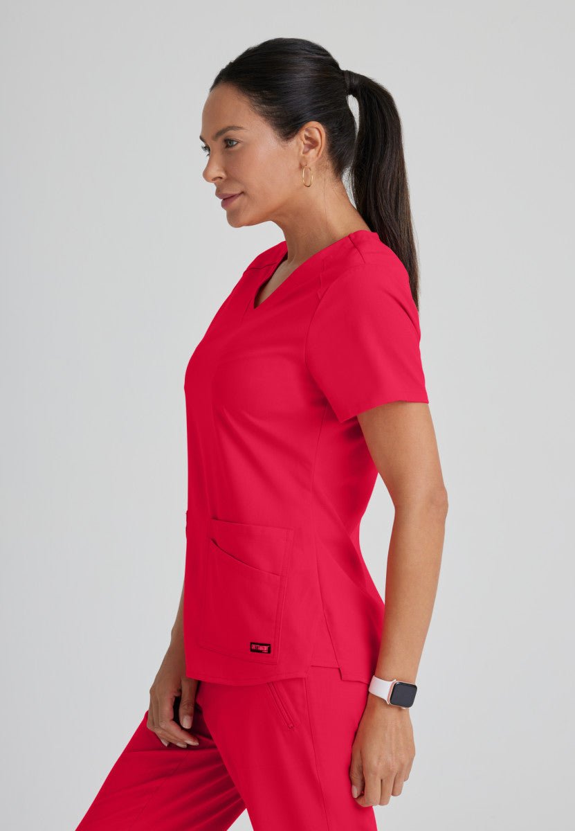 Emma 4 - Pocket Scrub TopGrey's Anatomy Spandex StretchGRST011-RED-XXS