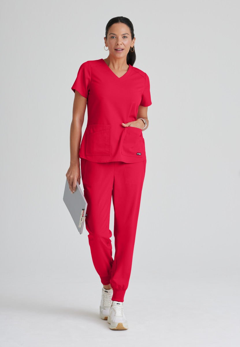 Emma 4 - Pocket Scrub TopGrey's Anatomy Spandex StretchGRST011-RED-XXS