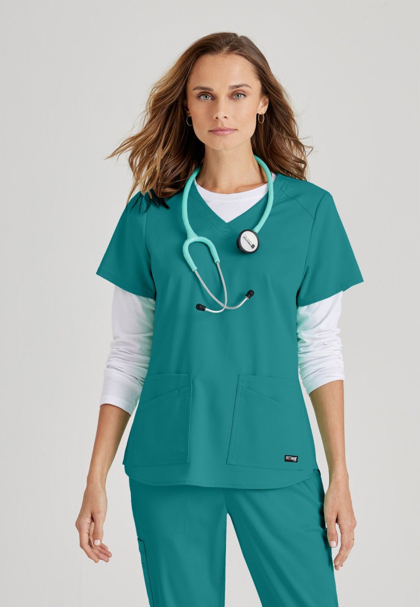 Emma 4 - Pocket Scrub TopGrey's Anatomy Spandex StretchGRST011-TEAL-XXS