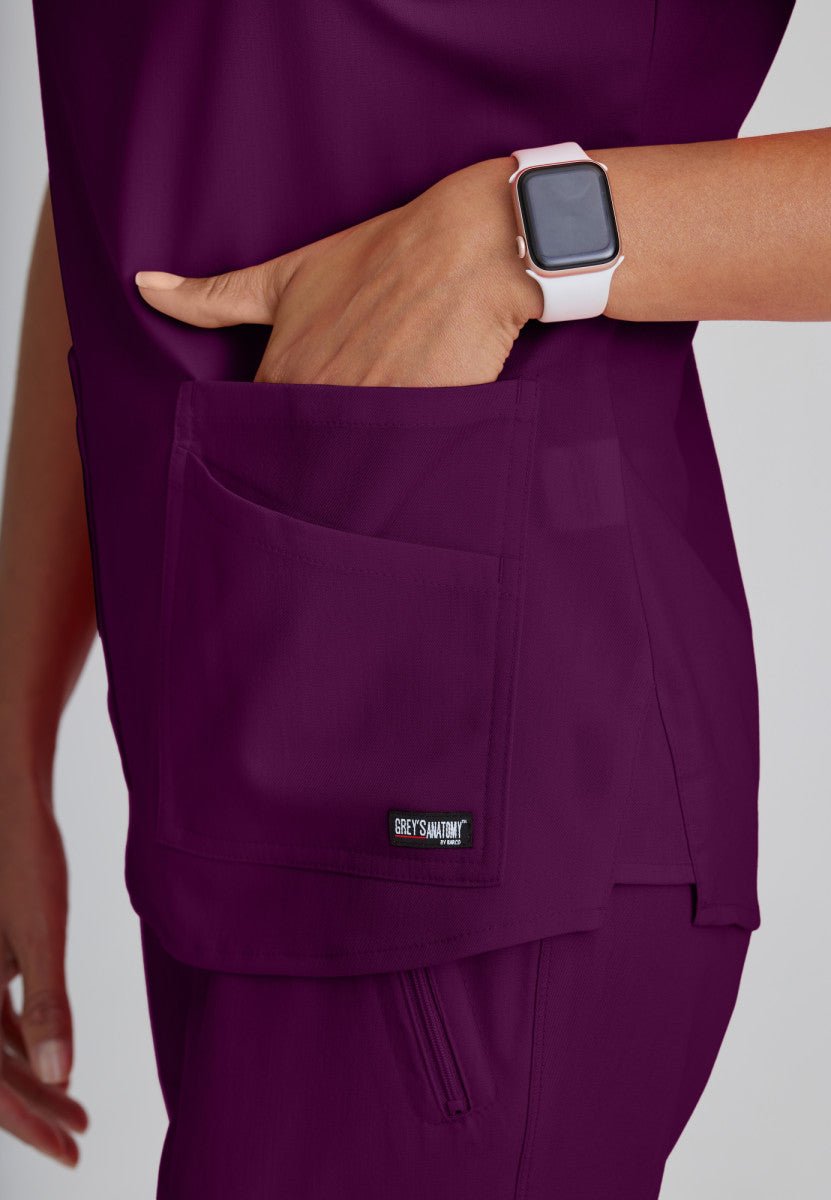 Emma 4 - Pocket Scrub TopGrey's Anatomy Spandex StretchGRST011-WINE-XXS