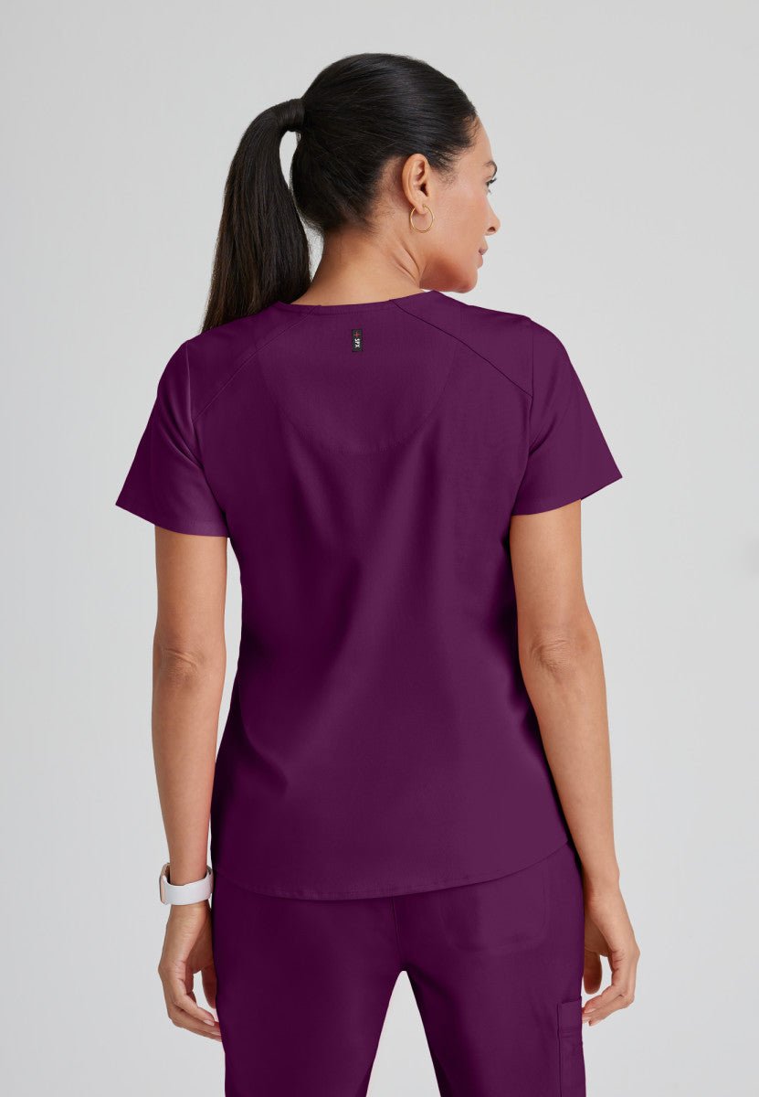 Emma 4 - Pocket Scrub TopGrey's Anatomy Spandex StretchGRST011-WINE-XXS