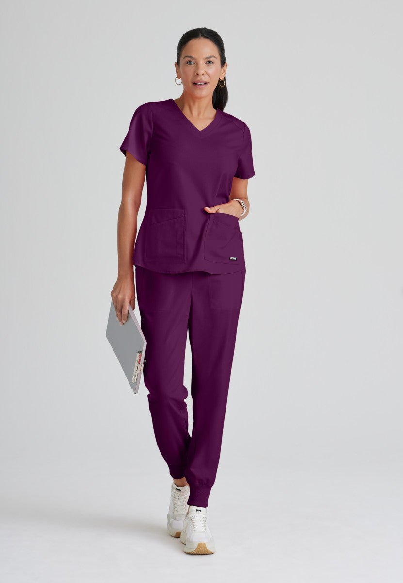 Emma 4 - Pocket Scrub TopGrey's Anatomy Spandex StretchGRST011-WINE-XXS