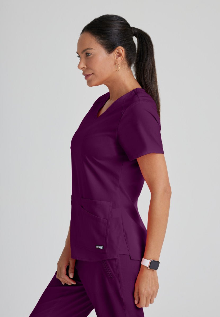 Emma 4 - Pocket Scrub TopGrey's Anatomy Spandex StretchGRST011-WINE-XXS