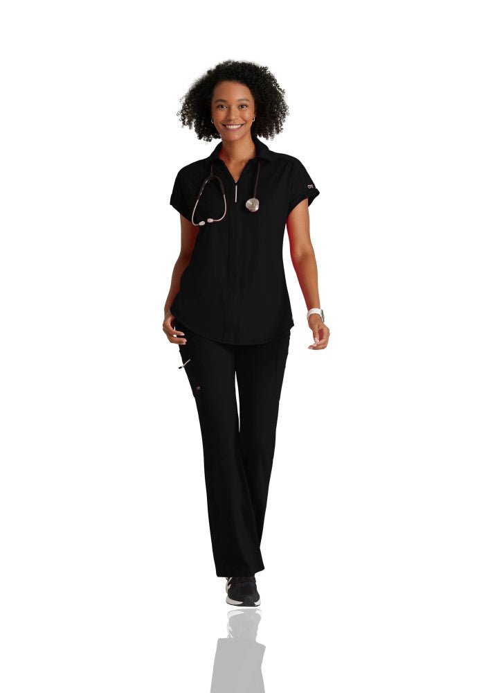 Engage Knit 2 - Pocket Zip - Neck Dolman Scrub TopBarco One Performance KnitBOT210-Black-XXS