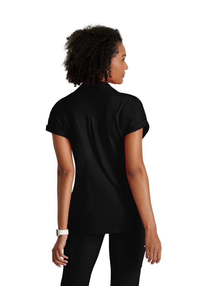 Engage Knit 2 - Pocket Zip - Neck Dolman Scrub TopBarco One Performance KnitBOT210-Black-XXS