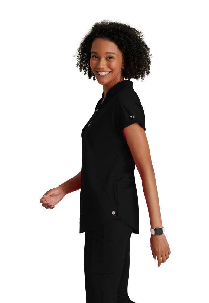Engage Knit 2 - Pocket Zip - Neck Dolman Scrub TopBarco One Performance KnitBOT210-Black-XXS