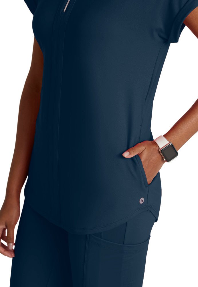Engage Knit 2 - Pocket Zip - Neck Dolman Scrub TopBarco One Performance KnitBOT210-Steel-XXS