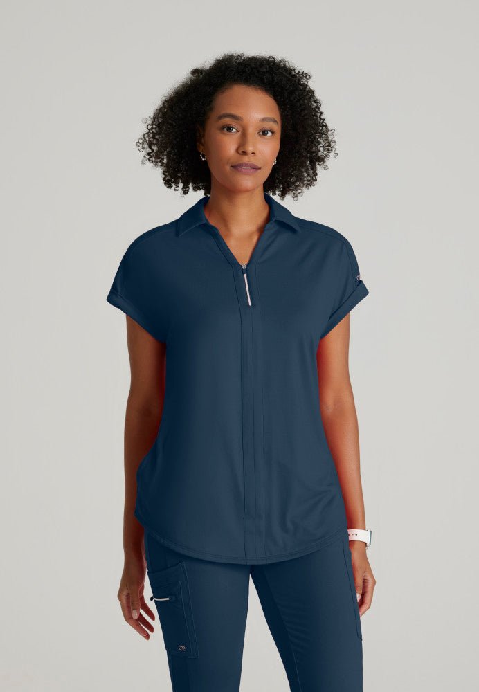 Engage Knit 2 - Pocket Zip - Neck Dolman Scrub TopBarco One Performance KnitBOT210-Steel-XXS