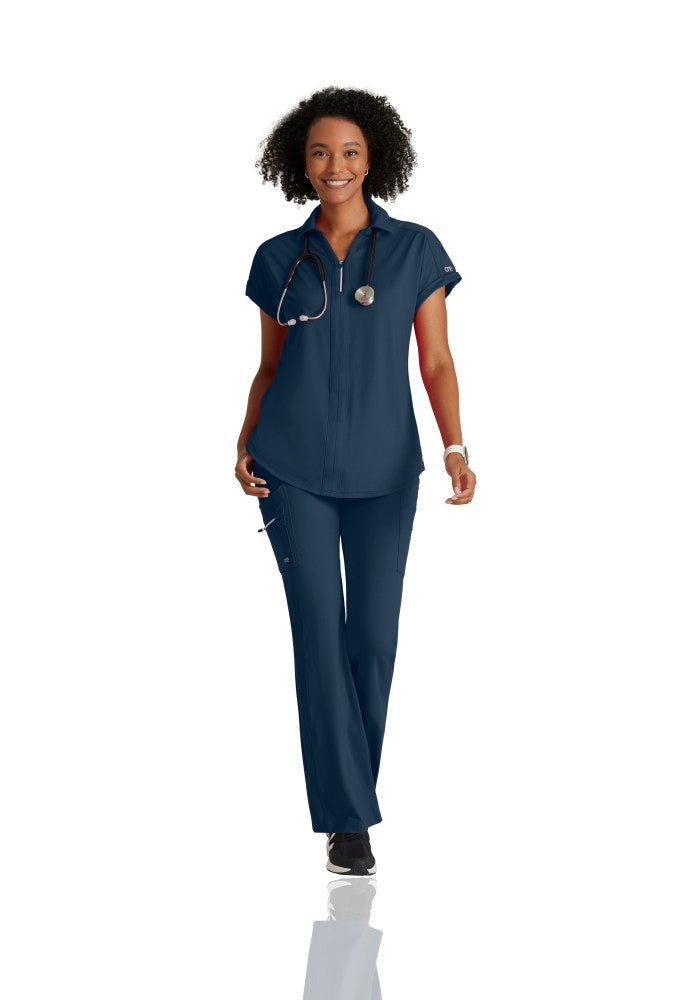 Engage Knit 2 - Pocket Zip - Neck Dolman Scrub TopBarco One Performance KnitBOT210-Steel-XXS