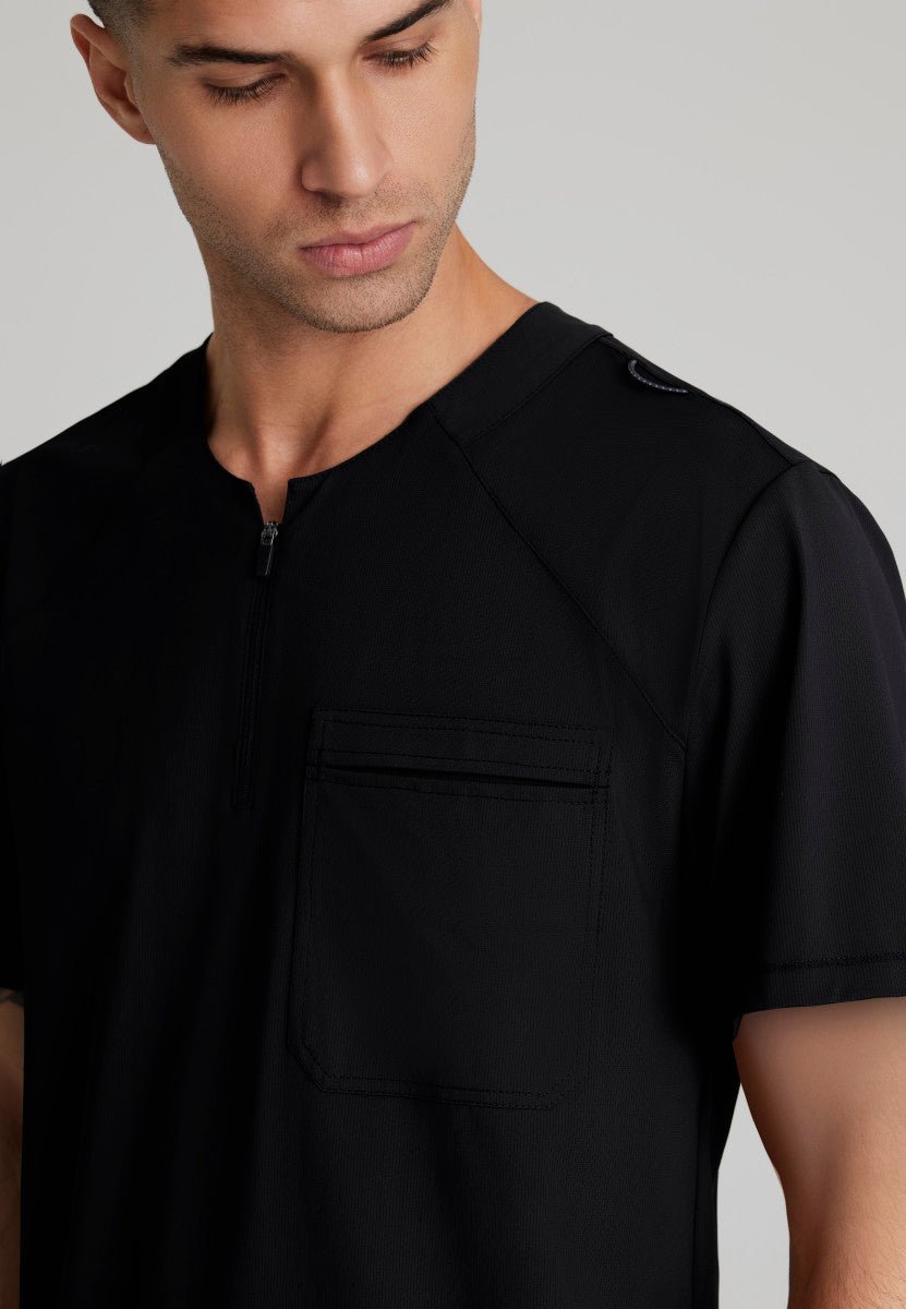 Flex Single Pocket Curved Neck Scrub TopSkechers Slip - insSKT229-BLACK-XS