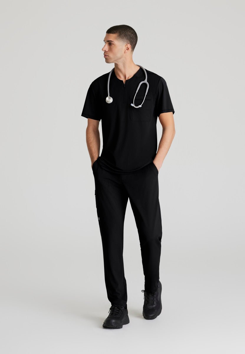 Flex Single Pocket Curved Neck Scrub TopSkechers Slip - insSKT229-BLACK-XS