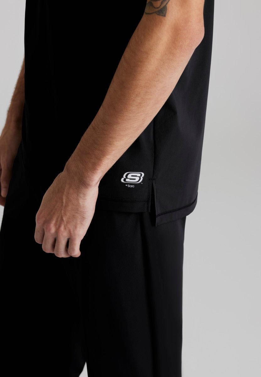 Flex Single Pocket Curved Neck Scrub TopSkechers Slip - insSKT229-BLACK-XS