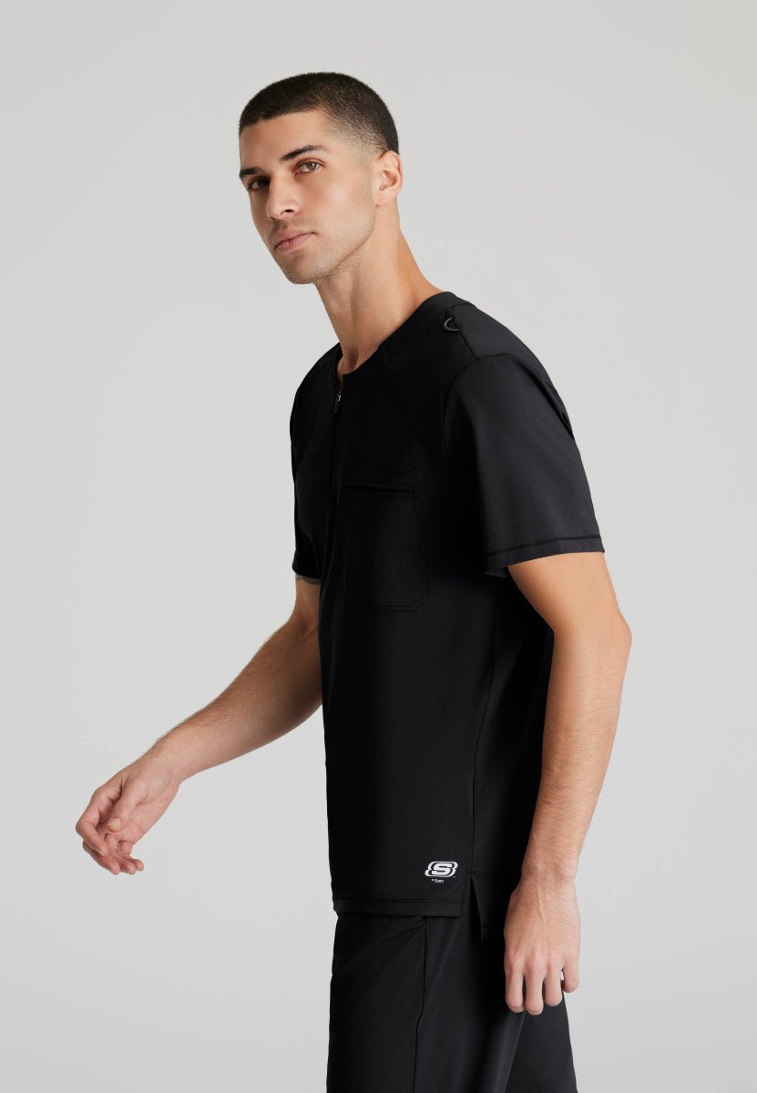 Flex Single Pocket Curved Neck Scrub TopSkechers Slip - insSKT229-BLACK-XS