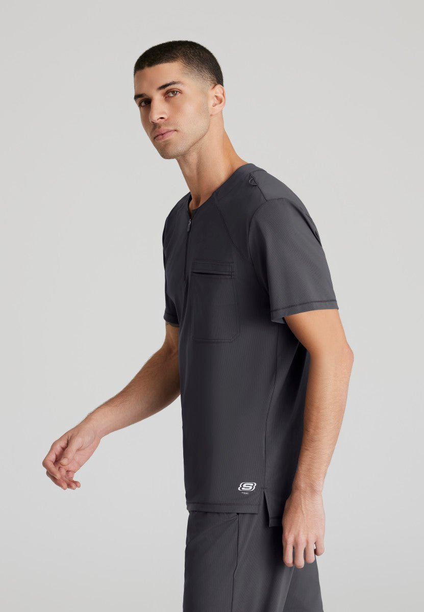Flex Single Pocket Curved Neck Scrub TopSkechers Slip - insSKT229-PEWTER-XS