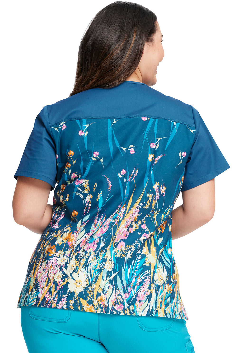 Winnie The Pooh Flower Walk Scrub Top Women's Print Top Cherokee Licensed   