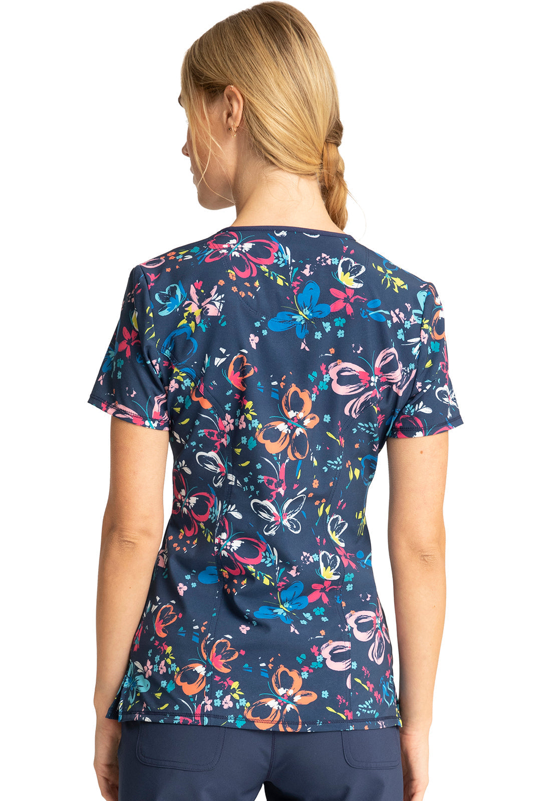 Cherokee Infinity | Round Print Neck Scrub Top Women's Print Top Cherokee Infinity   