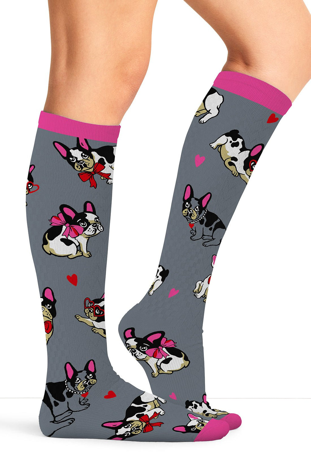 Frenchie Kiss Compression SocksCherokee LegwearPRINTSUPPORT-FRKSS-REG