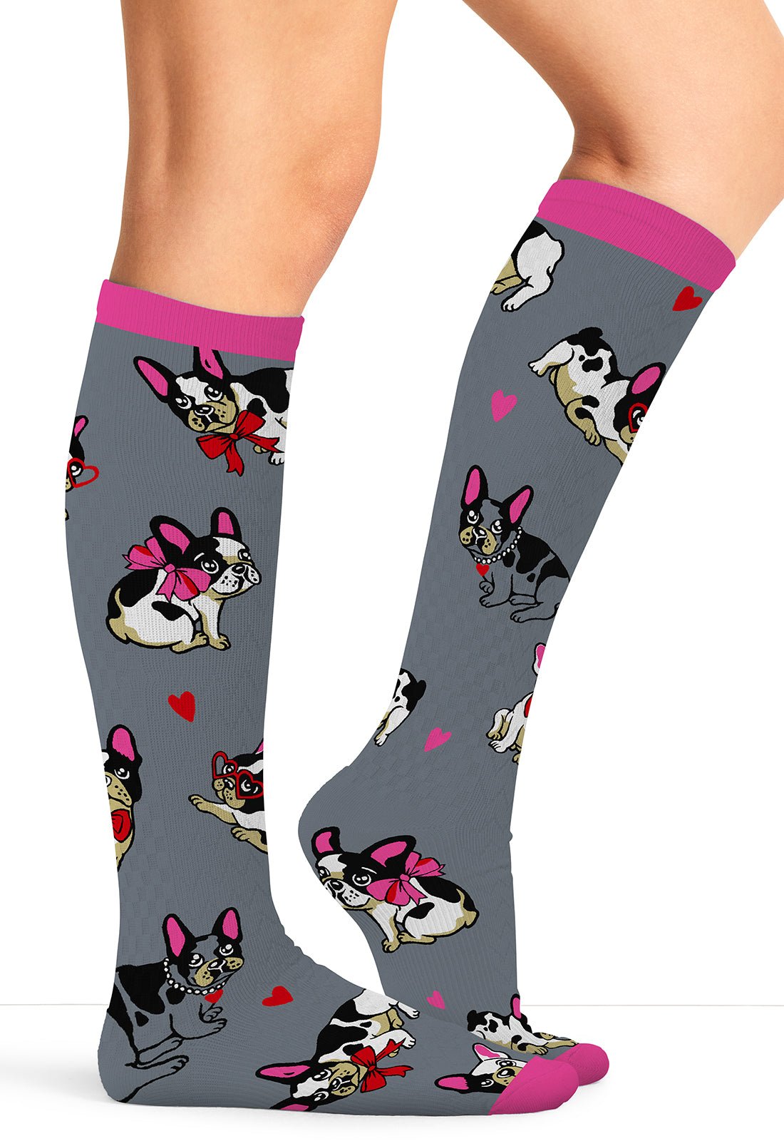 Frenchie Kiss Compression SocksCherokee LegwearPRINTSUPPORT-FRKSS-REG