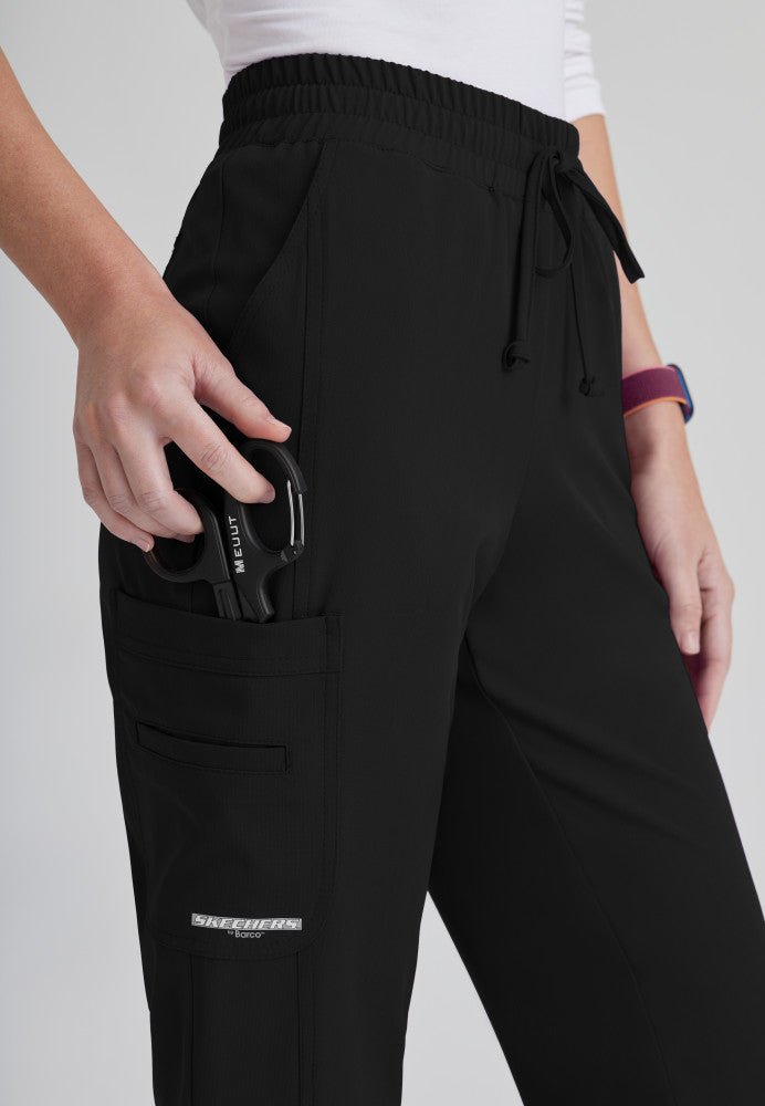 Gamma Mid - Rise Tapered Leg Scrub PantSkechers by BarcoSKP623-BLACK-XXS