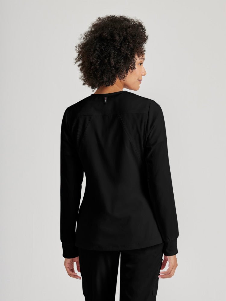 Gianna Crewneck Scrub JacketGrey's Anatomy Spandex StretchGRSW873-BLACK-XXS