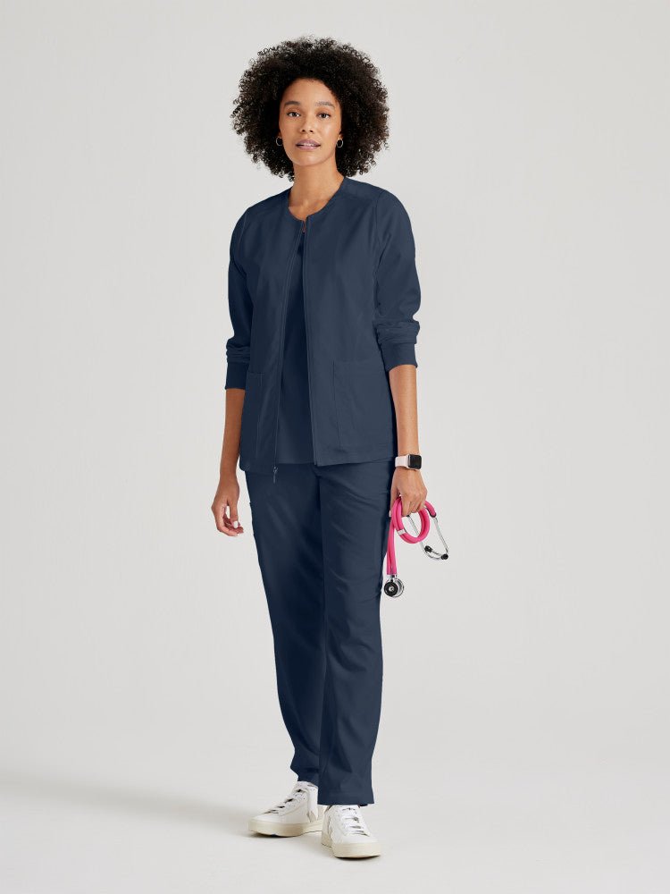Gianna Crewneck Scrub JacketGrey's Anatomy Spandex StretchGRSW873-STEEL-XXS