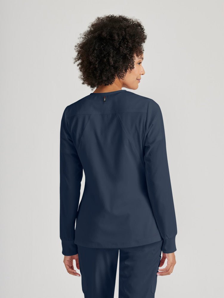 Gianna Crewneck Scrub JacketGrey's Anatomy Spandex StretchGRSW873-STEEL-XXS