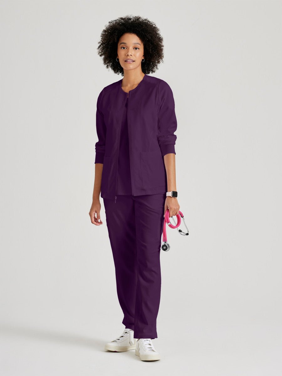Gianna Warm - Up Scrub Jacket - EggplantGrey's Anatomy by Barco