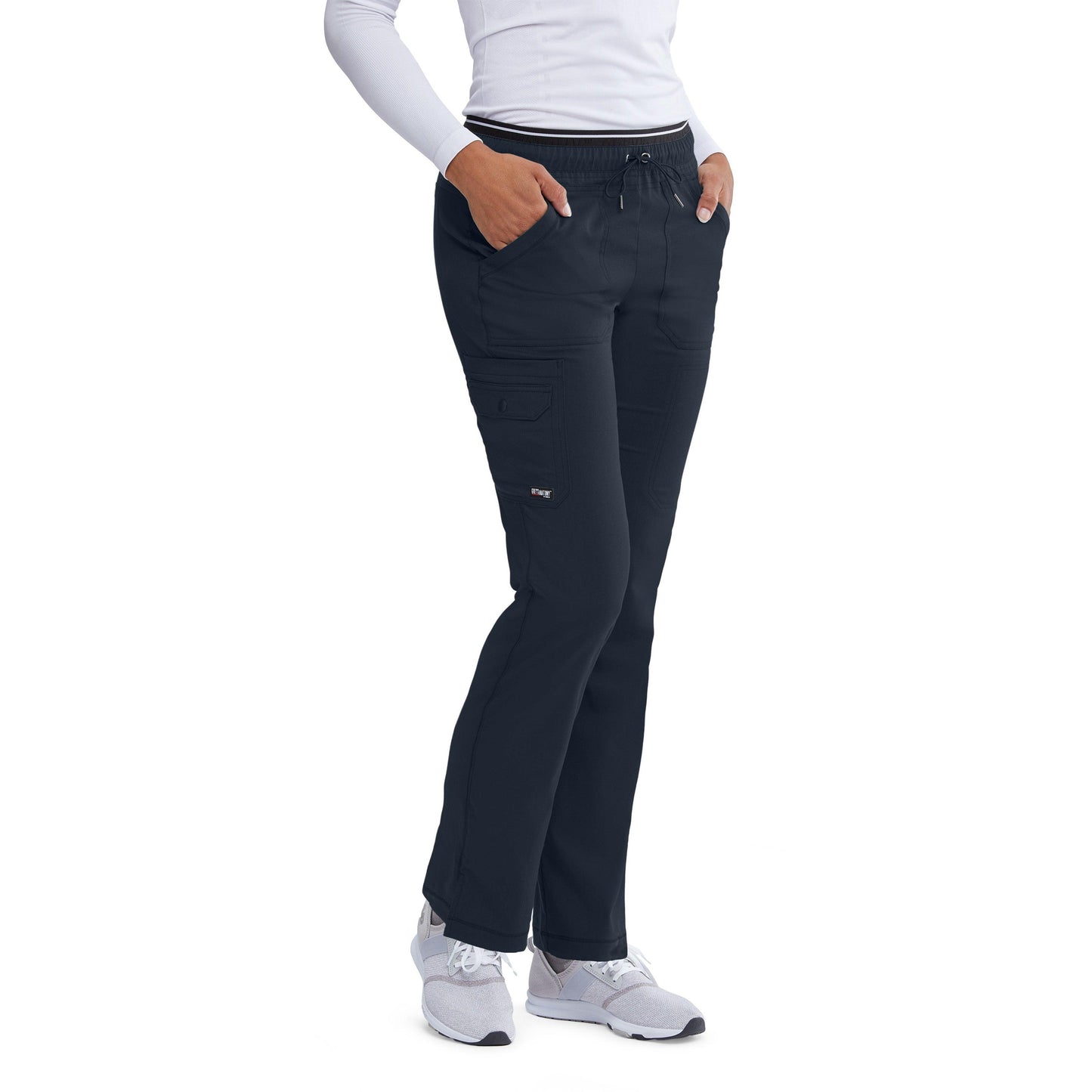 Grey's Anatomy 6 Pocket Scrub Pant Tall Women's Tall Scrub Pant Grey's Anatomy Spandex Stretch Steel S 