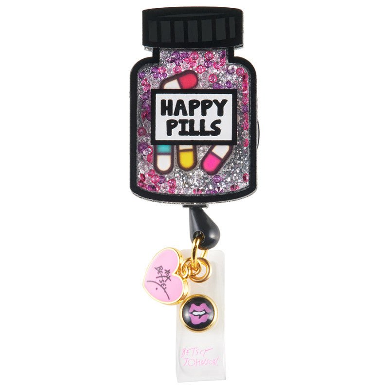 Happy Pill Bottle - Retractable ID Badge HolderkoiBA156-HLB