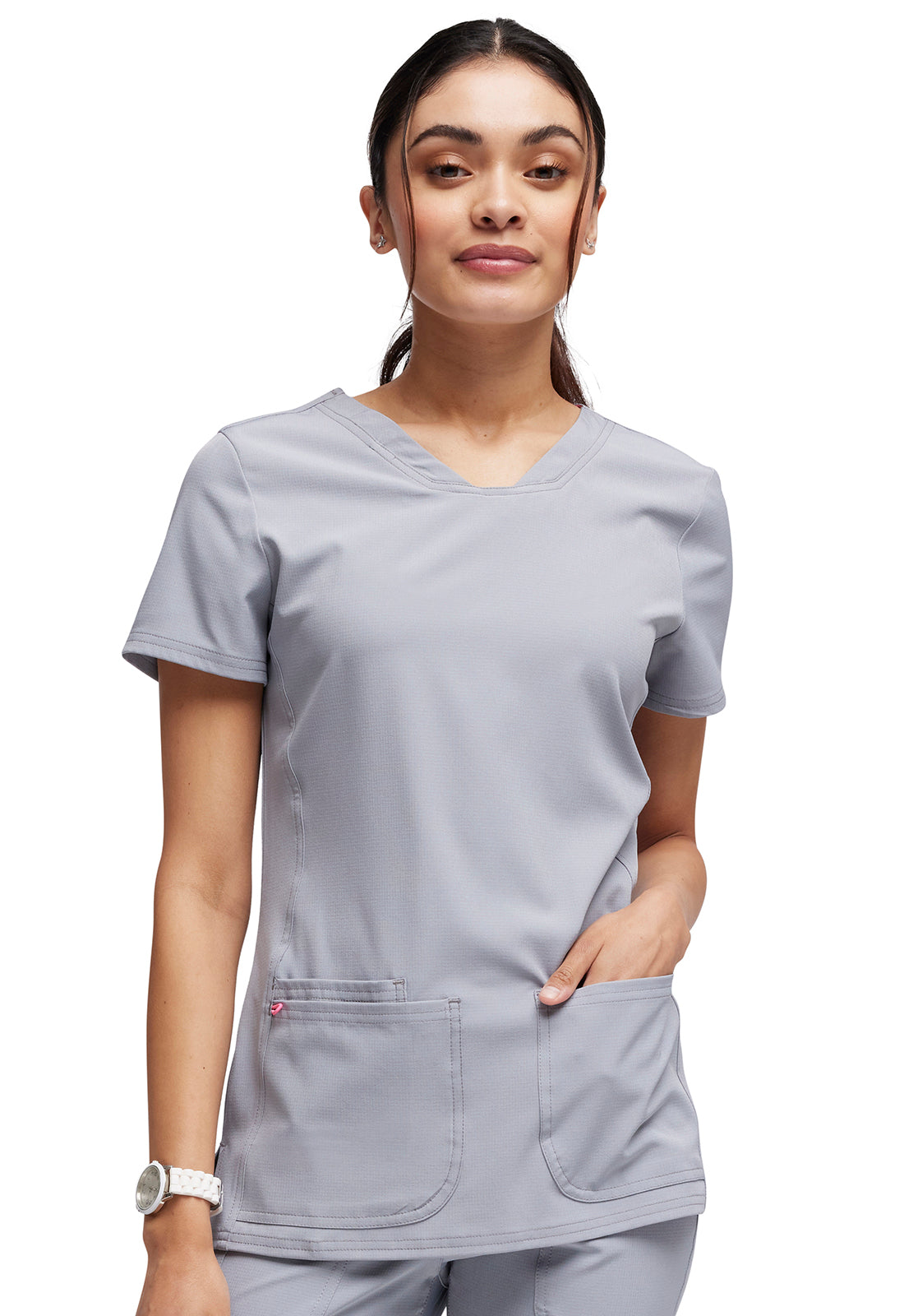HeartSoul Scrub Top in Seasonal Colors Women's Scrub Top HeartSoul Grey L 
